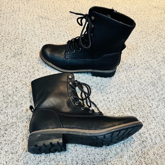 B.O.C ☀️ Carter Black Leather Lace Combat Boots Women’s Size 10 New - Picture 4 of 12